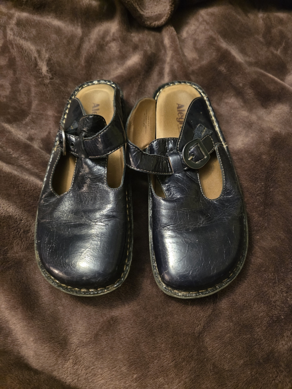 Alegria Size 40 Black Leather Mary Jane Shoes with Buckle